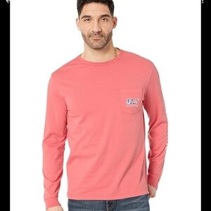 Vineyard Vines Men's Pink Long Sleeve Shirt